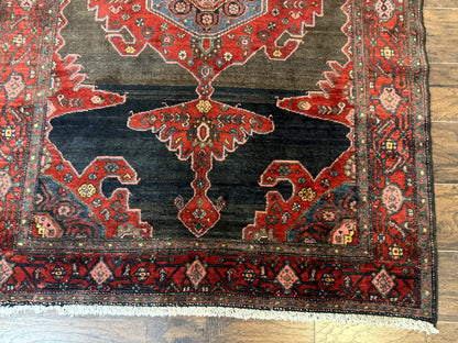 Antique Persian Tribal Rug 5x7 Geometric Wool Carpet Kurdish Senneh Rug