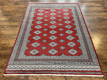 Pakistani Bokhara Rug 6x8 Handmade Wool Turkmen Carpet Vintage Red