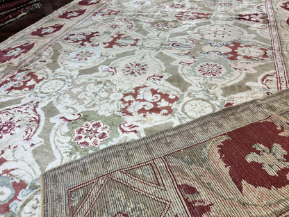 Large Egyptian Oushak Rug 12x21, Wool Handmade Vintage Carpet, Allover Pattern, Oversized 12 x 21 ft Traditional Rug