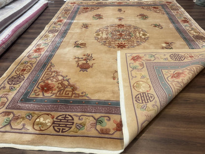 Chinese Wool Rug 90 Line Hand Knotted Vintage Handmade Area Rug