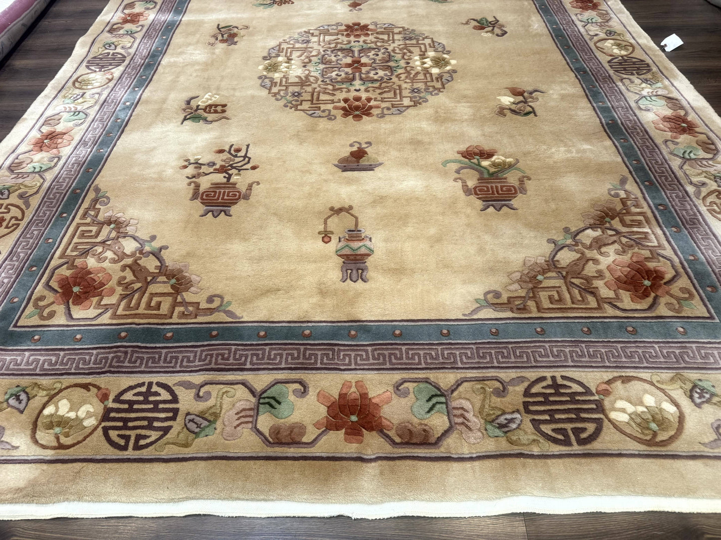 Chinese Wool Rug 90 Line Hand Knotted Vintage Handmade Area Rug