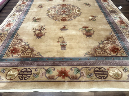 Chinese Wool Rug 90 Line Hand Knotted Vintage Handmade Area Rug