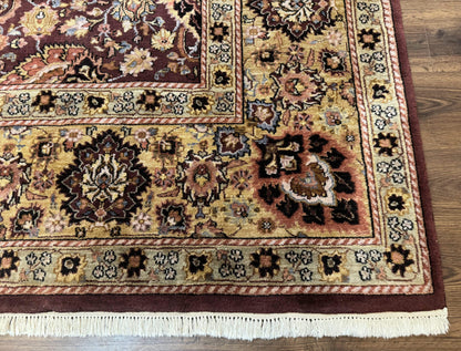 Indo Persian Rug 8x11 Handmade Wool Hand Knotted Eggplant Tan Allover Pattern Couristan