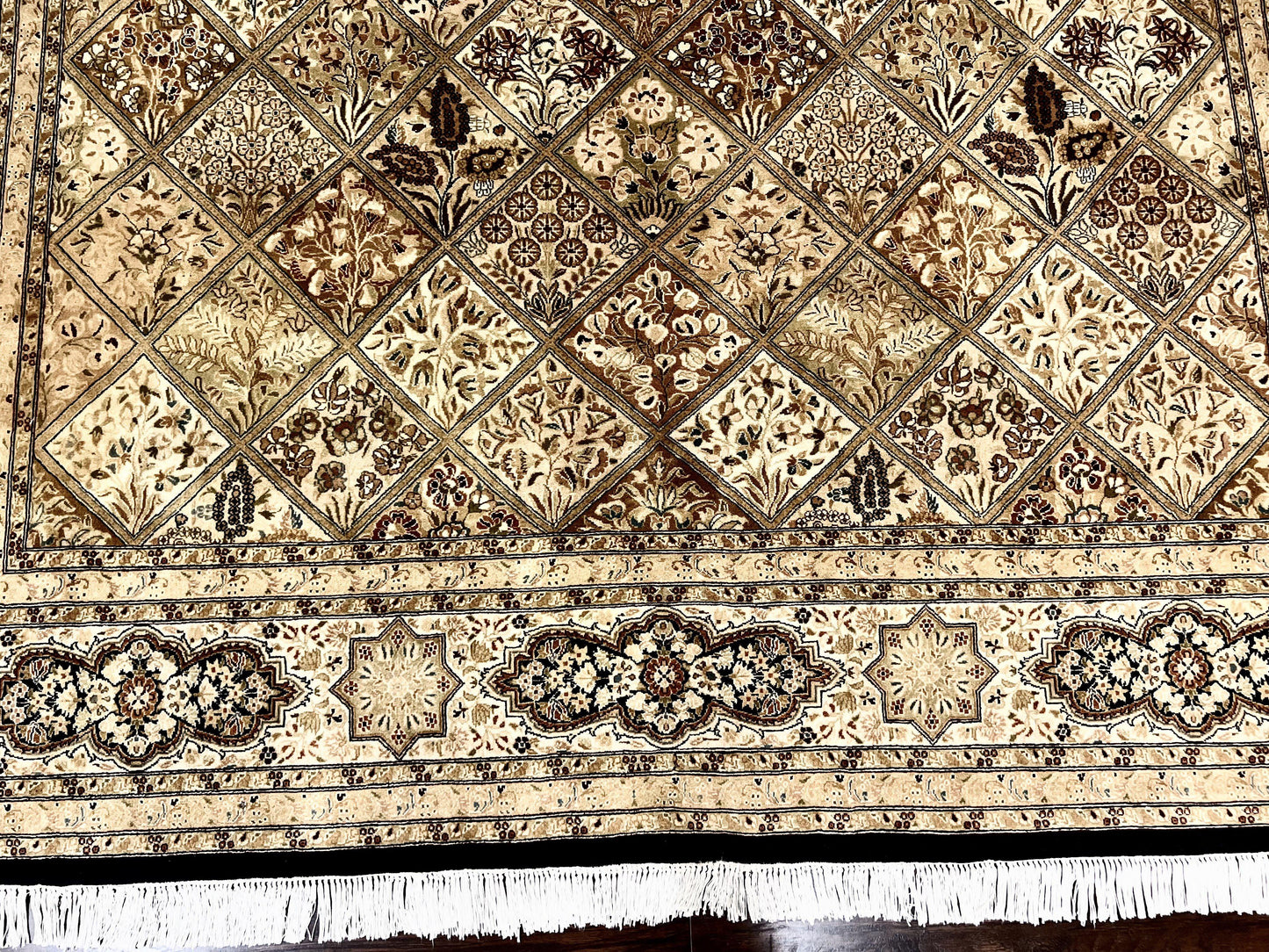 Pak Persian Rug 8x10, Multipanel Kirman Design, Wool Hand Knotted Vintage Carpet, Fine Weave Oriental Rug 8 x 10