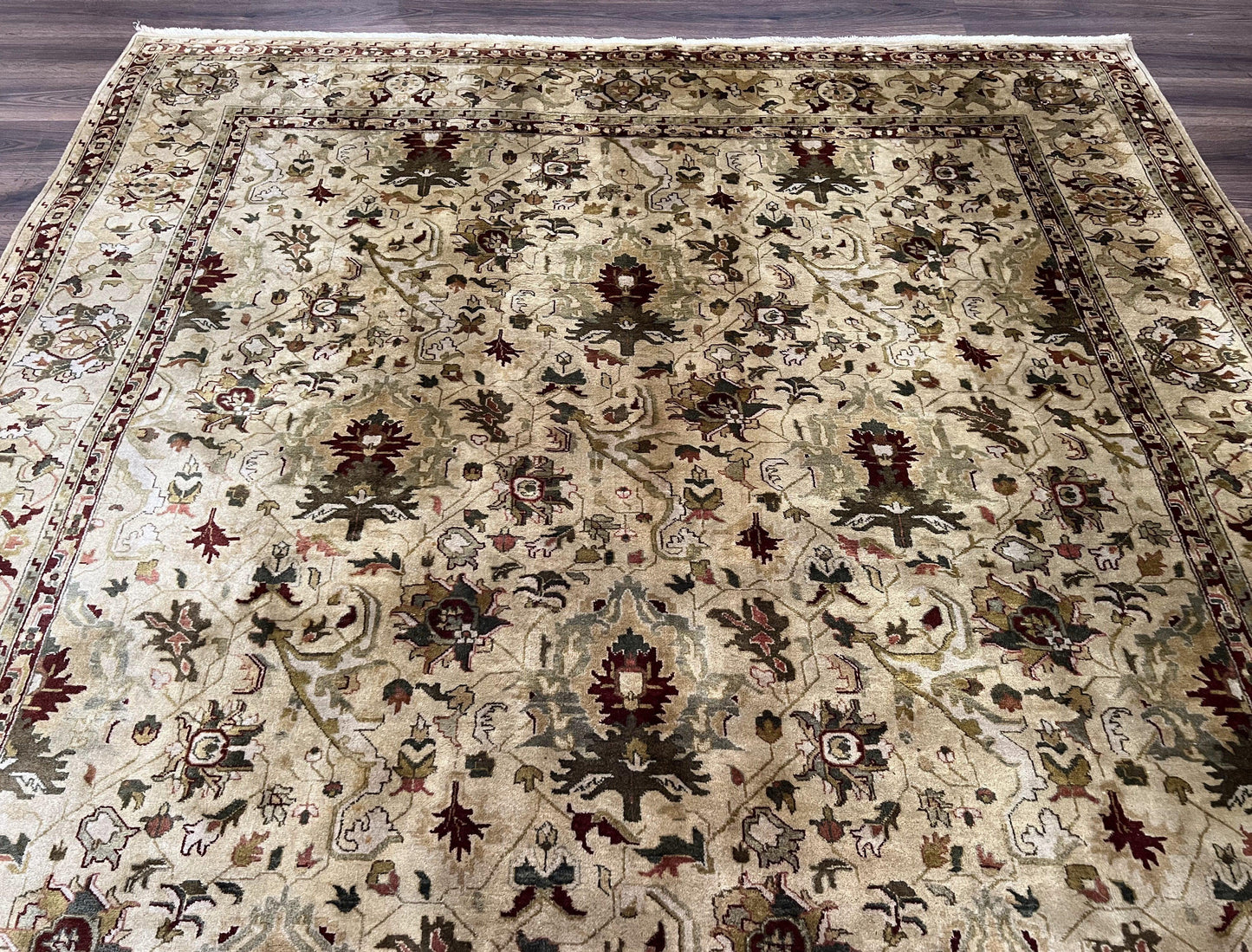 Indo Persian Mahal Rug 8x10 Handmade Hand Knotted Wool Carpet With Floral Design