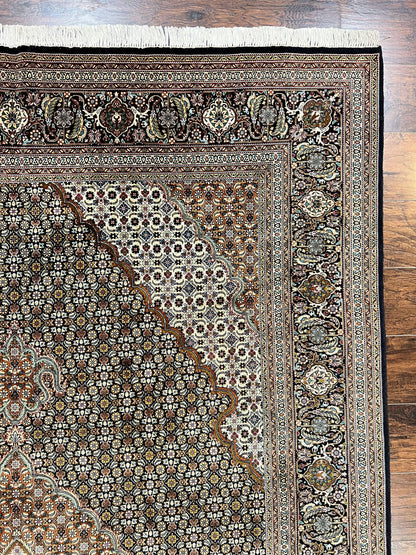 Wonderful Persian Tabriz Rug 7x10 ft, Very Fine 50 Raj 350 KPSI Oriental Carpet, Herati Mahi Pattern, Authentic Hand Knotted Handmade Wool Vintage