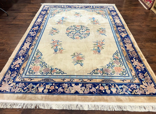 Chinese Wool Rug 8x11 Handmade Peking Art Deco