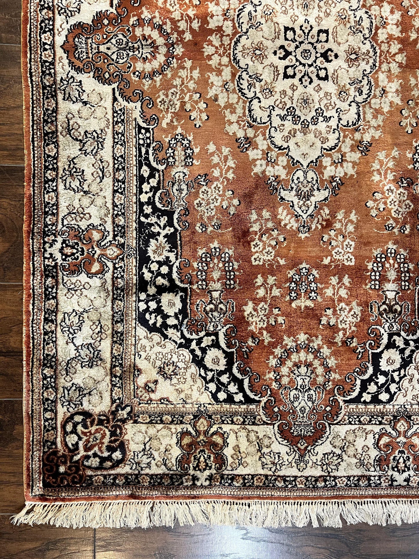 Turkish Silk Rug Hand Knotted 3x5 Floral Medallion Handmade Silk On Silk Oriental Carpet