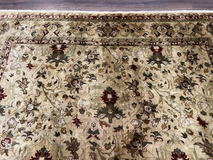 Indo Persian Mahal Rug 8x10 Handmade Hand Knotted Wool Carpet With Floral Design