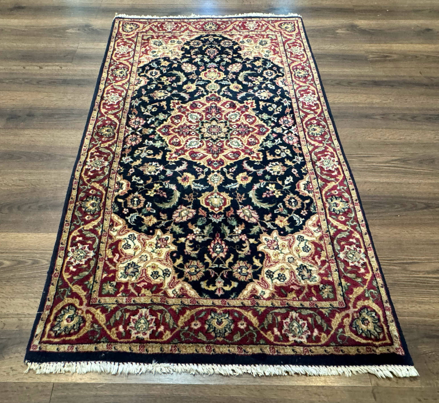 Pak Persian Sarouk Rug 3x5, Navy Blue and Red