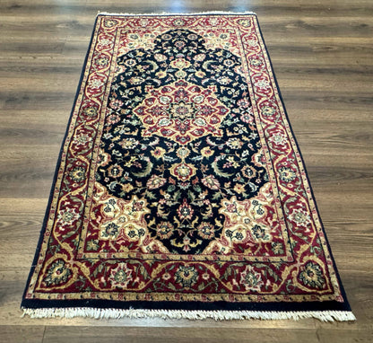 Pak Persian Sarouk Rug 3x5, Navy Blue and Red