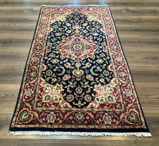 Pak Persian Sarouk Rug 3x5, Navy Blue and Red