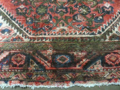 Antique Handmade Wool Rug India Floral Oriental Vegetable Dye 5 Ft 6 In By 10 Ft 4 In