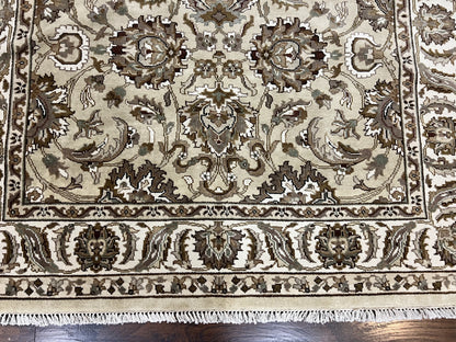 Indo Mahal Rug 6x9 Hand Knotted Wool Floral Ivory Green Traditional Carpet