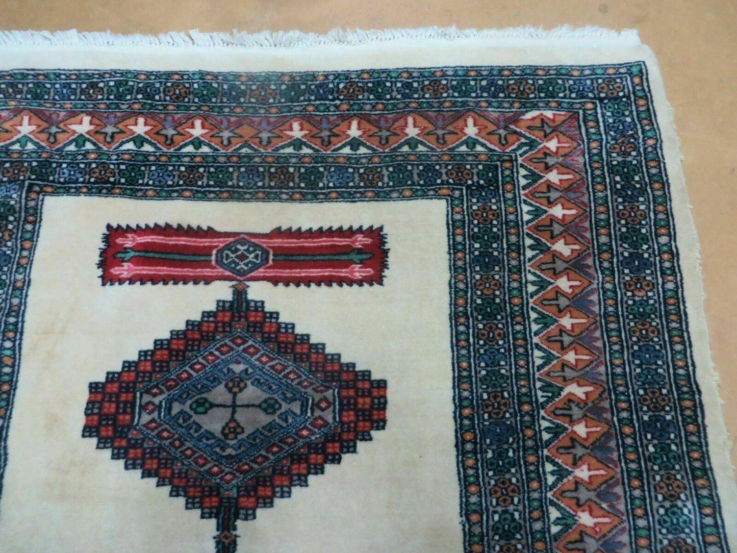 Bokhara Turkoman Rug Vintage Handmade 4x6 Pakistani Wool Carpet