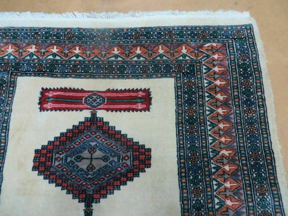 Bokhara Turkoman Rug Vintage Handmade 4x6 Pakistani Wool Carpet