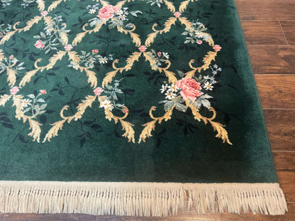 Karastan Garden of Eden Rug Green Savonnerie Wool 8.8 x 11.8
