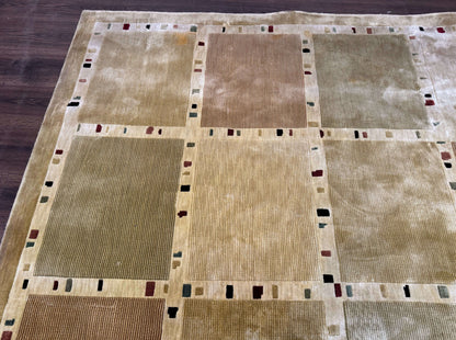 Large Wool Rug 10x13 Modern Panel Design Contemporary Carpet