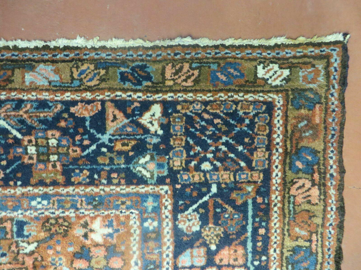 Persian Karajeh Rug 5x6 Antique Geometric Medallion Hand Knotted Wool Carpet