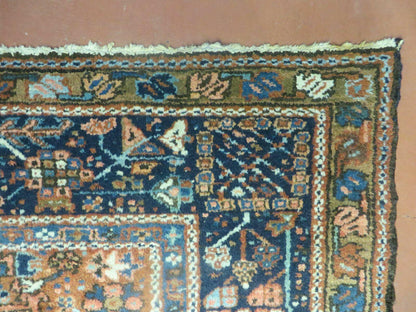 Persian Karajeh Rug 5x6 Antique Geometric Medallion Hand Knotted Wool Carpet