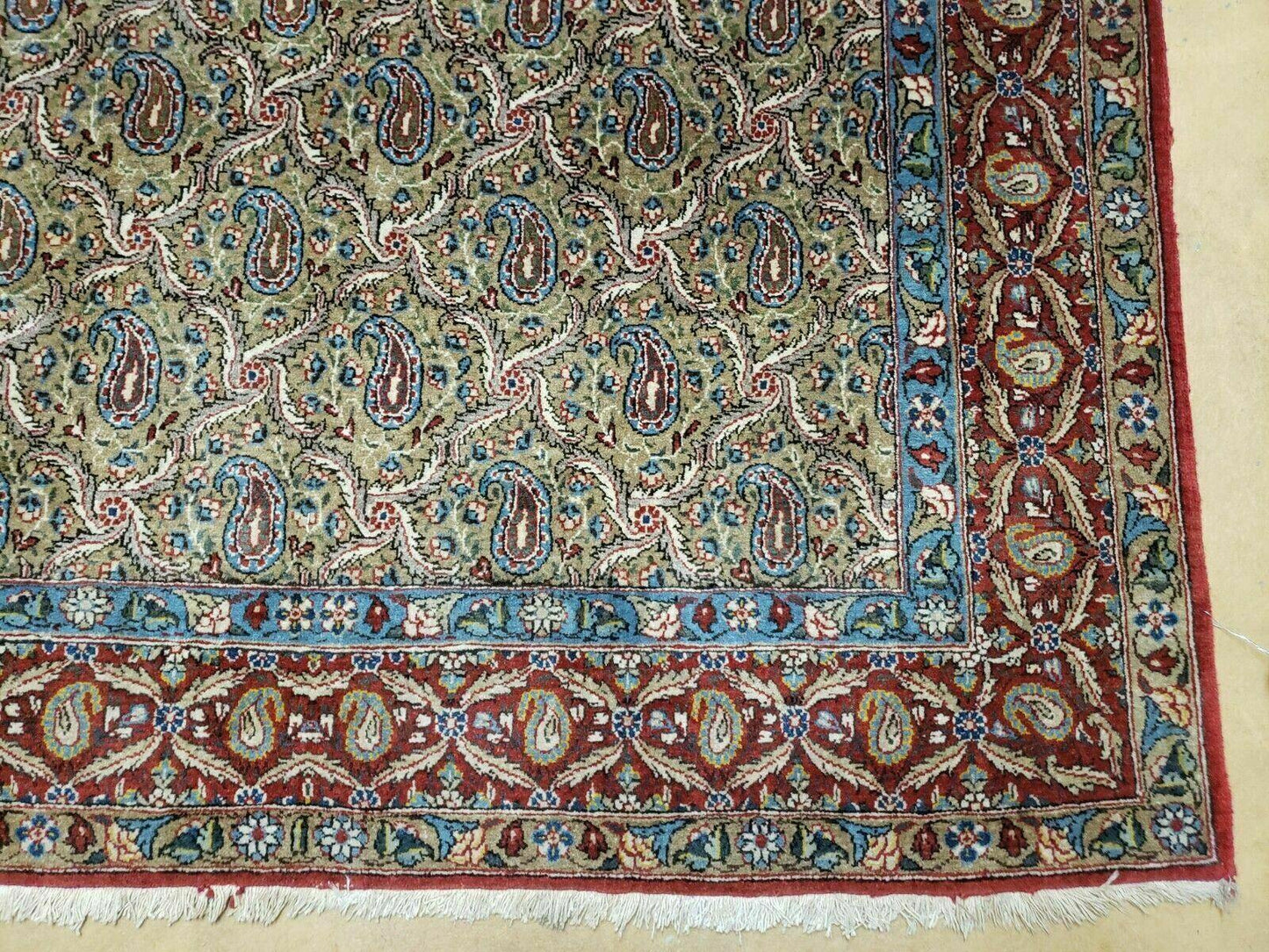 Hand Knotted Turkish Wool Rug Vintage 1960s One Of A Kind Paisley Boteh Design
