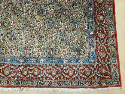 Hand Knotted Turkish Wool Rug Vintage 1960s One Of A Kind Paisley Boteh Design
