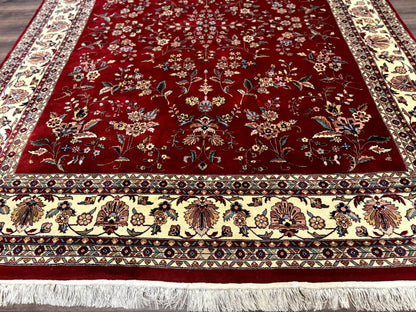 Indo Persian Rug 8x10, Red and Cream, Floral, Pande Cameron