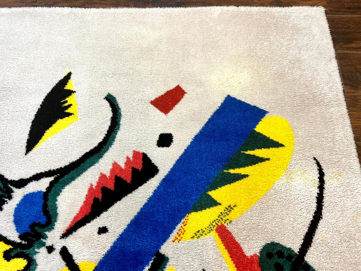 Danish Rya Shag Rug 6x9, EGE Axminster Carpet, Ivory, Modern Abstract Rug, Signed by Designer