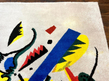 Danish Rya Shag Rug 6x9, EGE Axminster Carpet, Ivory, Modern Abstract Rug, Signed by Designer