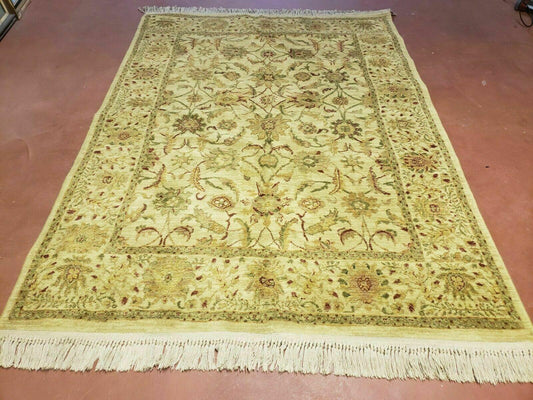 Belgian Power Loomed Rug 5x7 Vintage Oriental Wool Carpet Beige