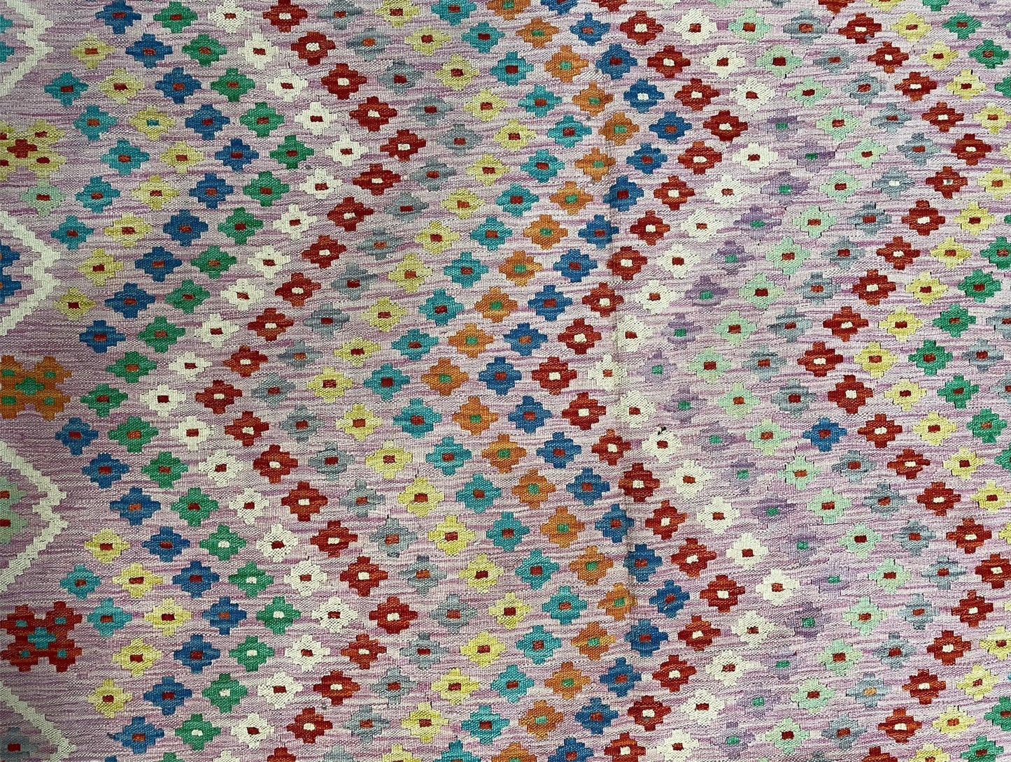 Kilim Rug 6x8 Pink Turkish Handwoven Flat Weave Chobi Multicolor