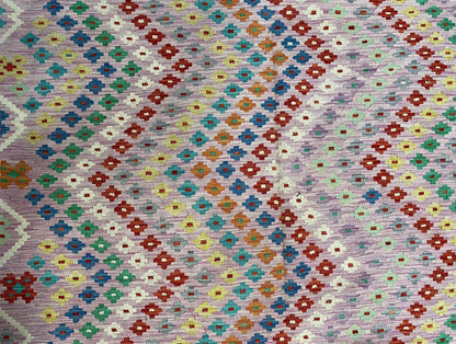 Kilim Rug 6x8 Pink Turkish Handwoven Flat Weave Chobi Multicolor