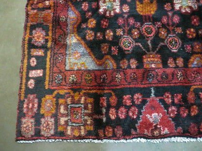 Antique Turkish Rug 4x10 Handmade Tribal Floral Wool Oriental Vintage Carpet