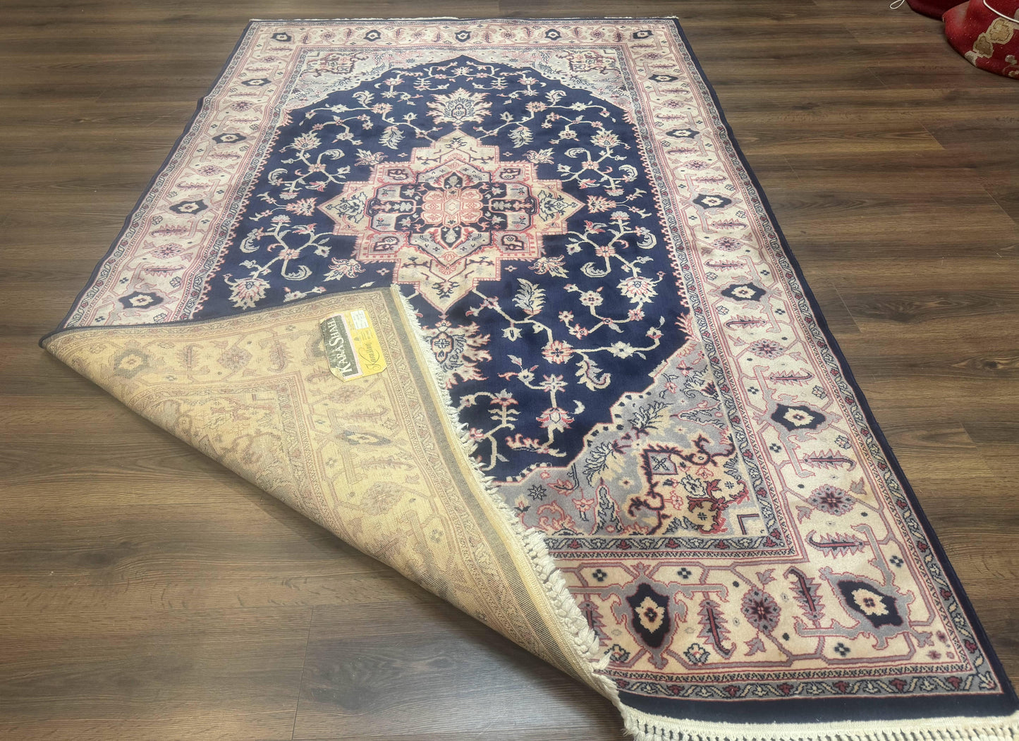Karastan Navy Serapi Kara Shah Wool Rug Vintage Area Rug