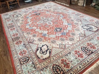 Turkish Handmade Wool Rug 8x11 Geometric Decorative Area Rug