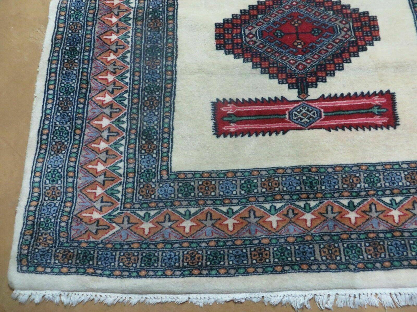 Bokhara Turkoman Rug Vintage Handmade 4x6 Pakistani Wool Carpet