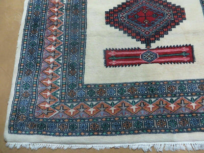 Bokhara Turkoman Rug Vintage Handmade 4x6 Pakistani Wool Carpet