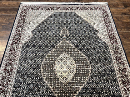 Sino Persian Rug 6x9, Herati Pattern, Vintage Handmade Hand Knotted Wool Oriental Carpet, Fine 6 x 9 Rug, Traditional Rug, Dark Blue Rug