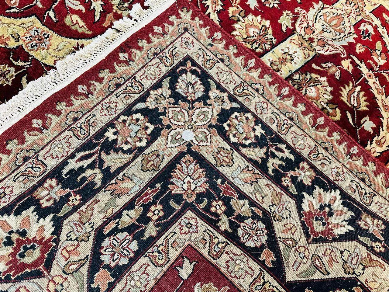 Indo Persian Rug 8x10 Red Vintage Wool Traditional Floral Handmade Carpet