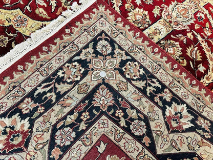 Indo Persian Rug 8x10 Red Vintage Wool Traditional Floral Handmade Carpet
