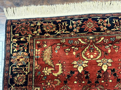 Persian Sarouk Rug Antique Farahan Style 3ft6in x 5ft Red Floral Traditional Wool 210 KPSI