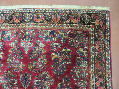 Persian Sarouk Rug 4x6, Red, Floral, Antique