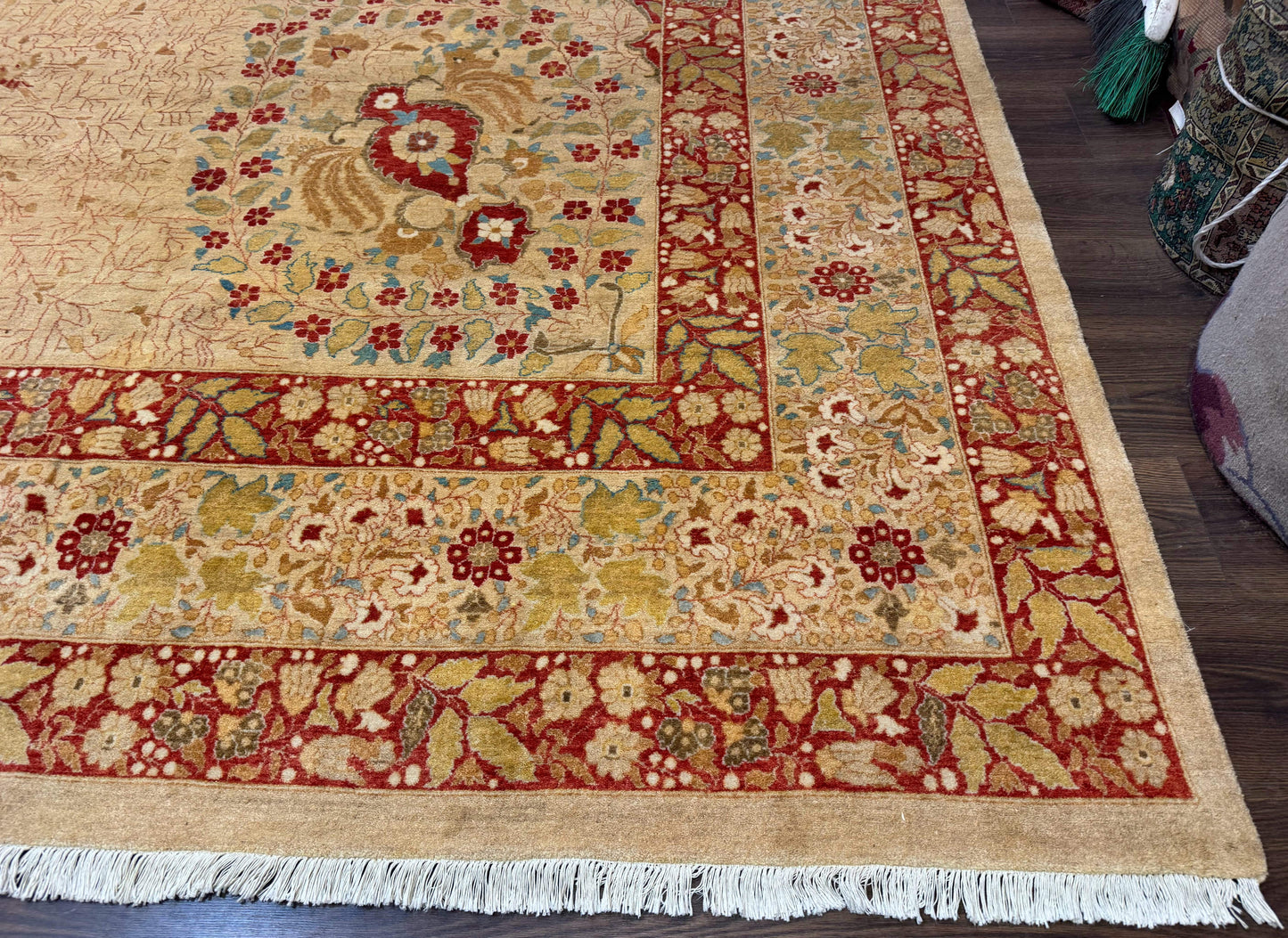 Palace Size Pak Persian Rug 13x17, Haji Jalili Design, Beige and Rust, Wool Hand Knotted, Fine 260 KPSI