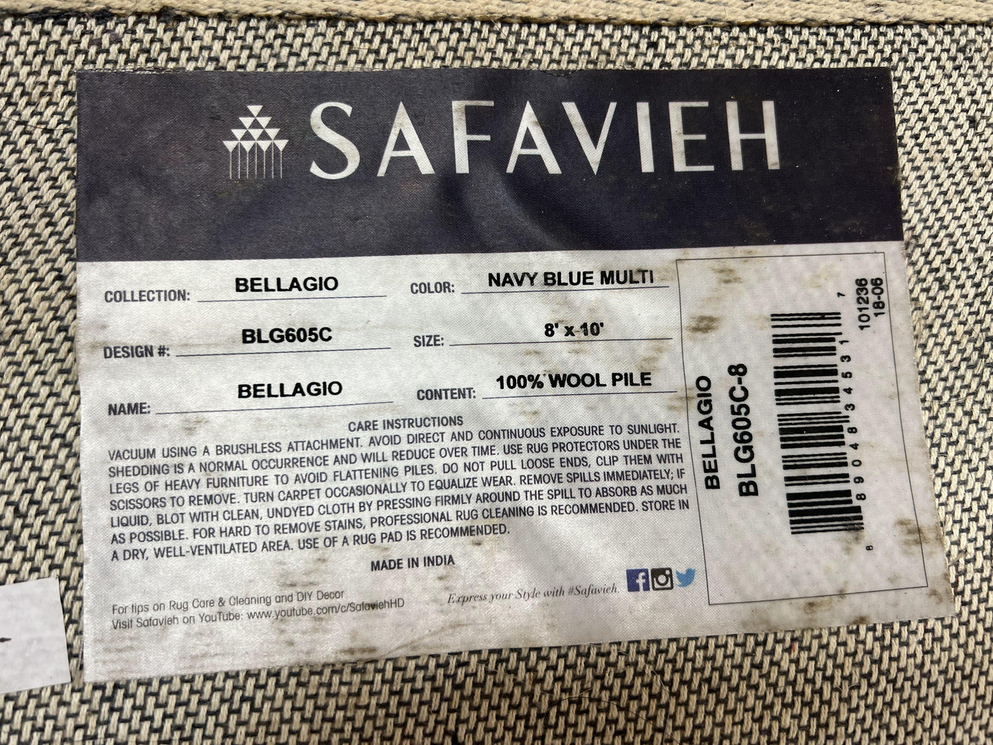 Safavieh Belagio Wool Rug 8x10 Navy Pink Yellow Floral Modern Area Rug