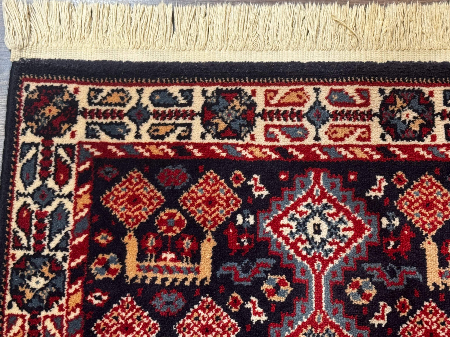 Karastan Yuruk Wool Rug 3x4 Tribal Geometric Navy Blue Area Rug