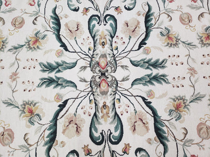 New Needlepoint Rug 9x12, Hand Woven Wool Area Rug, Flatweave Carpet, Handmade Chinese Needlepoint, Floral European Design, Ivory Background