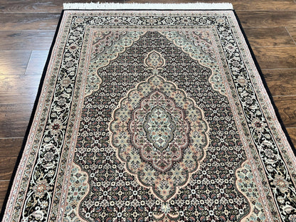 Persian Rug Hand Knotted Wool 4x6 Herati Mahi Vintage Black