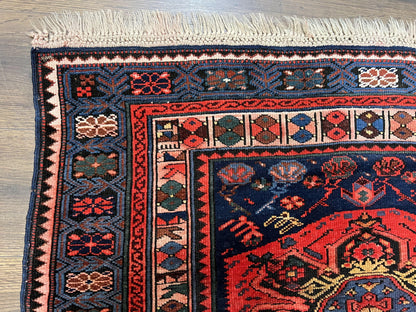 Antique Caucasian Seychor Rug Hand Knotted Wool Vintage Carpet 3.7 x 5.5