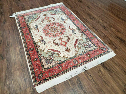 Turkish Rug Handmade Vintage Floral Oriental Wool 40 By 57 Inches