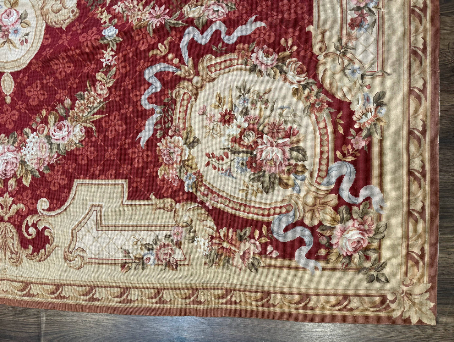 Aubusson Rug 8x11 Needlepoint Carpet Vintage French European Design